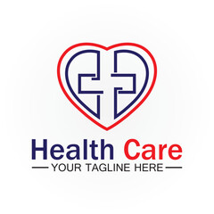 Obraz premium Health care or medical heart logo design template