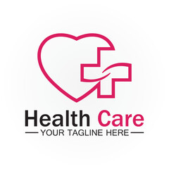 Health care or medical heart logo design template