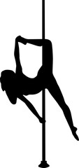 Pole dance women silhouette isolated on transparent background - 620032199