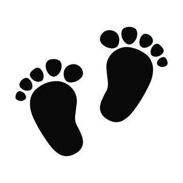 Baby feet, baby footprints, baby girl sticker icon
