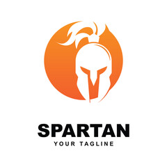 shield and helmet of the Spartan warrior symbol, Spartan helmet logo vector illustration