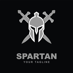 shield and helmet of the Spartan warrior symbol, Spartan helmet logo vector illustration