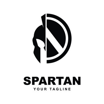 shield and helmet of the Spartan warrior symbol, Spartan helmet logo vector illustration