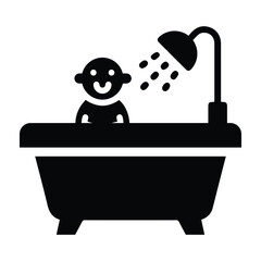 Baby shower, baby bath, baby tub sticker icon