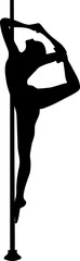 Pole dance women silhouette isolated on transparent background