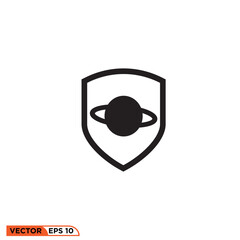 Shield planet icon vector graphic of template 