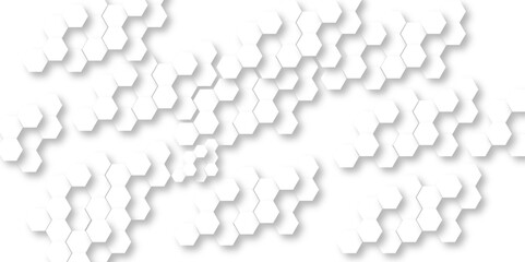 Seamless pattern with hexagons. 3d Hexagonal structure futuristic white background and Embossed Hexagon , honeycomb white Background ,light and shadow ,Vector.	