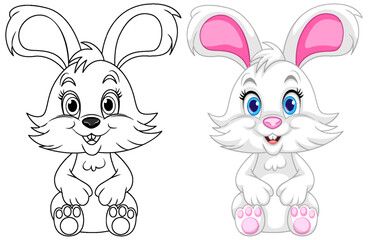 Obraz na płótnie Canvas Coloring Page Outline of Cute Rabbit