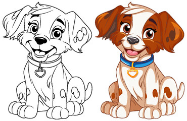 Fototapeta na wymiar Coloring Page Outline of Cute Dog