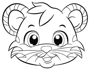 Coloring Page Outline of Cute Tiger