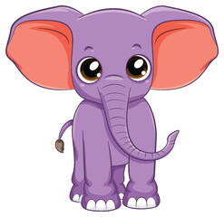 Cute simple elephant cartoon isolated