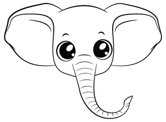 Doodle elephant outline simple cartoon