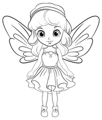 Doodle fairy outline cartoon