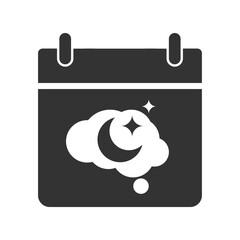 Vector illustration of evening calendar icon in dark color and transparent background(PNG).