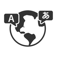 Vector illustration of world language icon in dark color and transparent background(PNG).