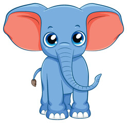 Cute simple elephant cartoon isolated