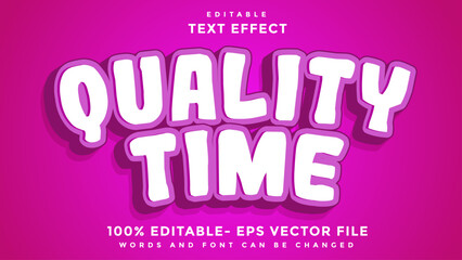 Fototapeta premium 3d Minimal Word Quality Time Editable Text Effect Design, Effect Saved In Graphic Style