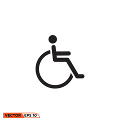 Disability chair icon design vector graphic of template, sign and symbol  