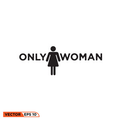 Only woman icon design vector graphic of template, sign and symbol  