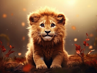 Cartoon cute little lion