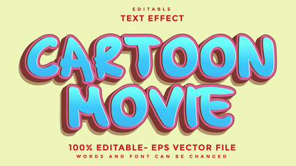 3d Minimal Gradient Word Cartoon Movie Editable Text Effect Design Template, Effect Saved In ..Graphic Style..