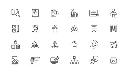Naklejka na ściany i meble Minimal Teamwork in business management icon set - Editable stroke,Outline icons collection. Simple vector illustration.