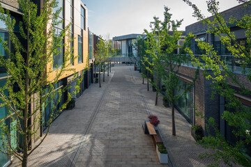 Empty modern urban business buildings