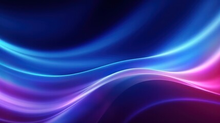 Dark Neon Blue Background. Abstract glow blurry light waves
