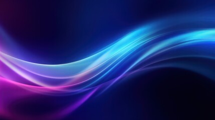 Naklejka premium Dark Neon Blue Background. Abstract glow blurry light waves