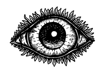 Toothy Eye Fangs Spikes Macabre style Tattoo Stamp