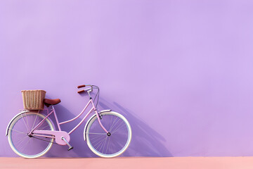 bicycle on purple wall minimalist background