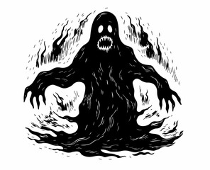 Scary Ghost Halloween Tattoo Print Ink Fear Joy Amusement Park Lunapark