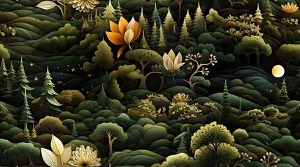 Fototapeta premium beautiful seamless pattren of tree