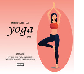 International Yoga Day. Yoga body posture. Vector Illustration design with a quote