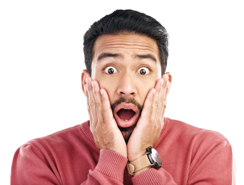 Portrait, wow and asian man surprised by wtf news on isolated, transparent or png background. Omg, face and male customer shocked by giveaway, promo or coming soon sale, deal or discount with emoji - Powered by Adobe
