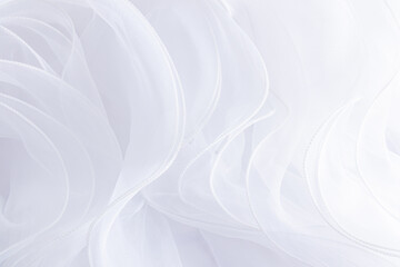 A chic wedding background for your text. White large silk ruffles of factory fabric parts of the...
