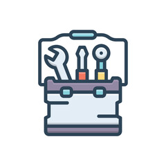 Color illustration icon for toolbox