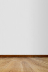 Empty room with wood floor and white wall - copy space