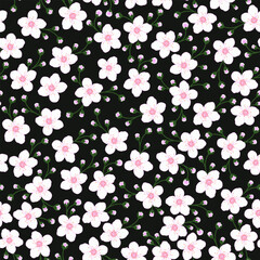 cherry blossoms seamless pattern. ditsy sakura floral print. good for fabric, fashion design, pajama, summer spring dress, textile,background.