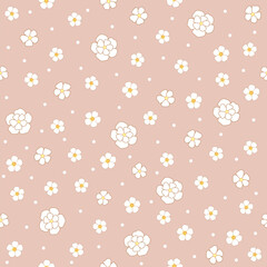 white jasmine floral print. white flower and polka dots seamless pattern. vintage style. good for fabric, summer spring dress, pajama, kimono, wallpaper, fashion design, textile, background.