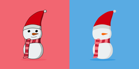A 2 Style of Snowman on a background in a colorful Christmas concept, Vector illustration
