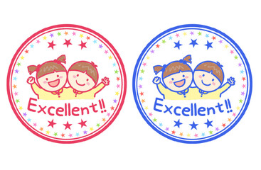 Fototapeta premium Children's praise stamp illustration