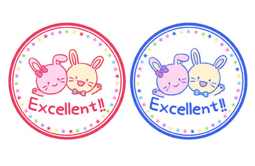 Rabbit character child praise stamp illustration
