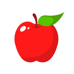 Apple Fruit Red Colorful Healthy Food Isolated Vector Illustration