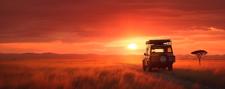 Fototapeta jeep safari banner background