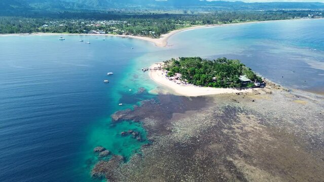 Aerial drone snorkel diving spot holiday destination Hideaway Mele Island travel tourism Port Vila Vanuatu South Pacific 4K