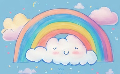 baby clouds with rainbow