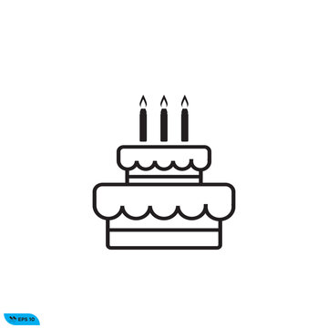 Icon vector graphic of birthday cake