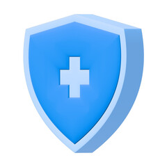 Obraz premium Protection 3d icon illustration.Healthcare and medical symbol.Anti shield logo