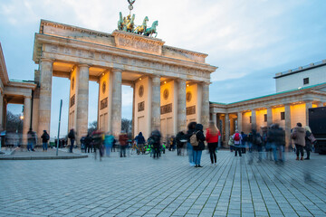 Brandenburger gate in Berlin by sunset, Germany